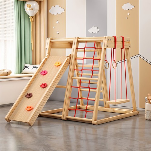 Wooden climbing frame - wooden, with