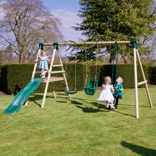 Rebo wooden swing set with - rebo,