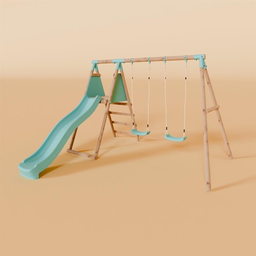 Double wooden swing - wooden, set